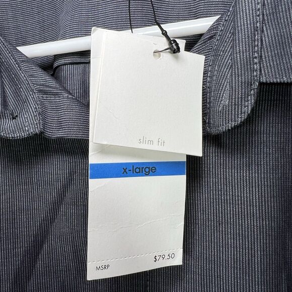 Calvin Klein Slim Fit Button Up Shirt Mens Size XL Gray Black Pinstripes NWT $79 - Picture 8 of 13